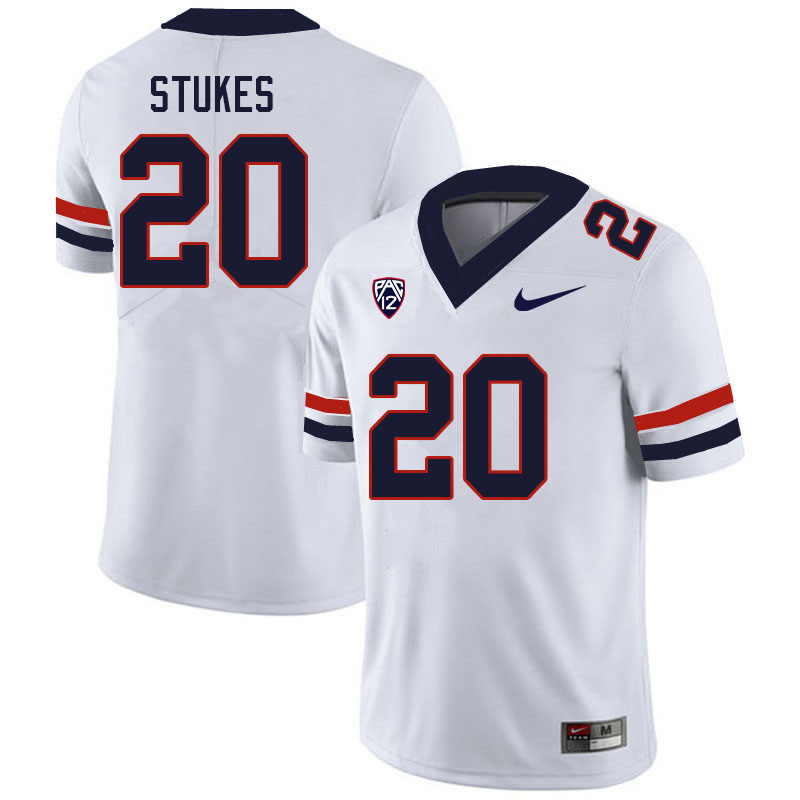 Men #20 Treydan Stukes Arizona Wildcats College Football Jerseys Sale-White